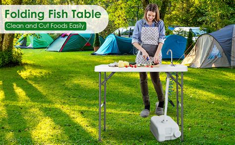 Folding Fish Table Fillet Hunting Cleaning Cutting Camping Sink Table