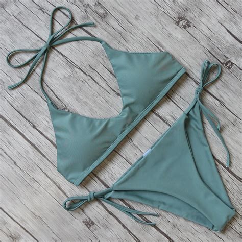 buy 2019 sexy cross brazilian bikinis halter bandage swimsuits women swimwear
