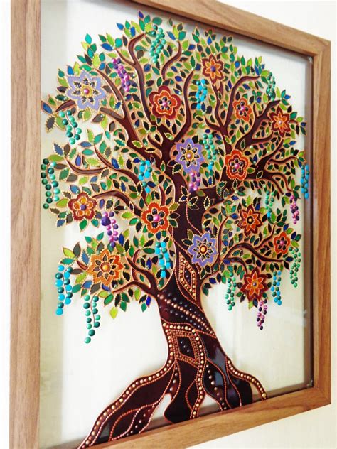Tree Of Life Art 15x12 Glass Painting Original Etsy