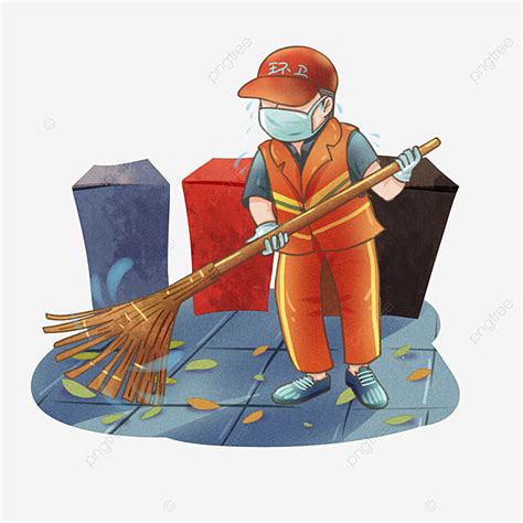 Pekerja Sanitasi Hari Membersihkan Elemen Kartun Sampah Sebelum Memilah