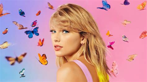 Taylor Swift With Blue Eyes And Butterflies On Background Hd Taylor