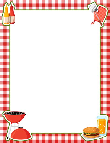BBQ Border: Clip Art, Page Border, and Vector Graphics | Page borders, Clip art borders, Food border