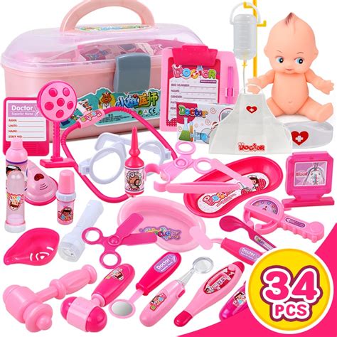 34pcsset Childrens Doctor Toy Set Stethoscope Boys And Girls Play