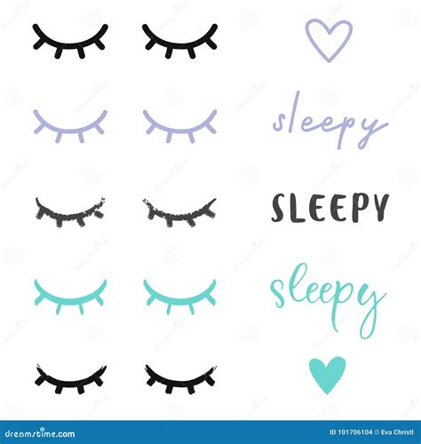 Sleepy Eyes Illustrated Stock Vector Illustration Of Closed 101706104