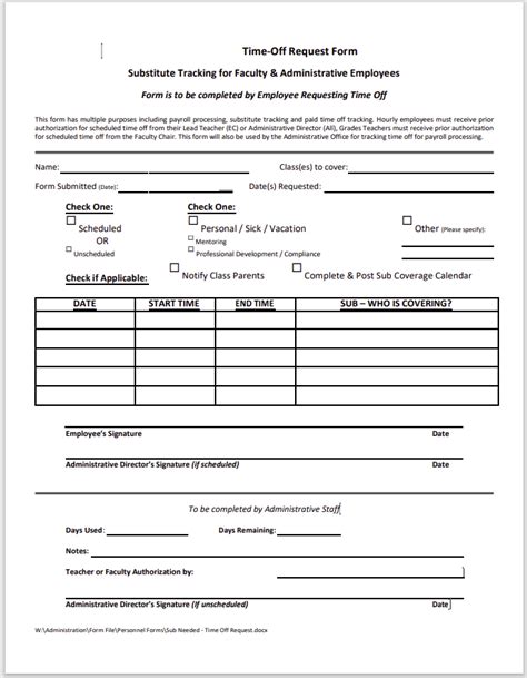 Free Printable Time Off Request Forms Free Fillable Pdf Forms Request For Leave Or