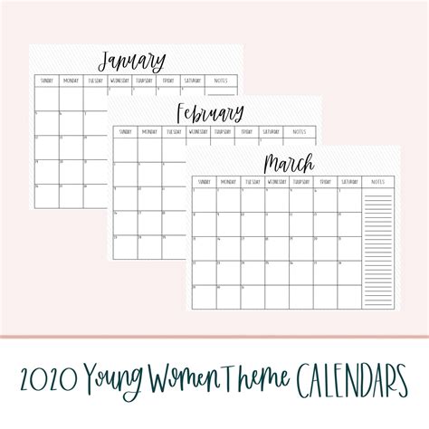2020 Young Women Theme Calendars Etsy
