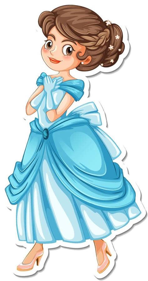 beautiful princess cartoon character sticker 3448979 vector art at vecteezy