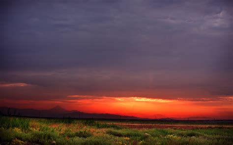 Sunset Clouds Landscapes Nature Horizon Fields Iran Hdr Photography