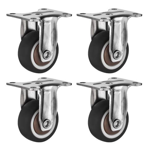 4 Pack 125 Low Profile Rigid Caster Brown Rubber Fixed Caster Wheels