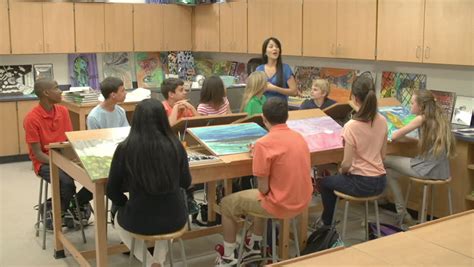 High School Art Class With Teacher Stock Footage Video