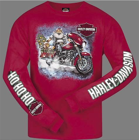 Harley Davidson® Mens Biker Claus T Shirt Long Sleeve Shirts Harley