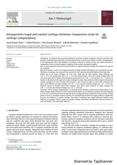 Pdf Intraoperative Tragal And Conchal Cartilage Thickness