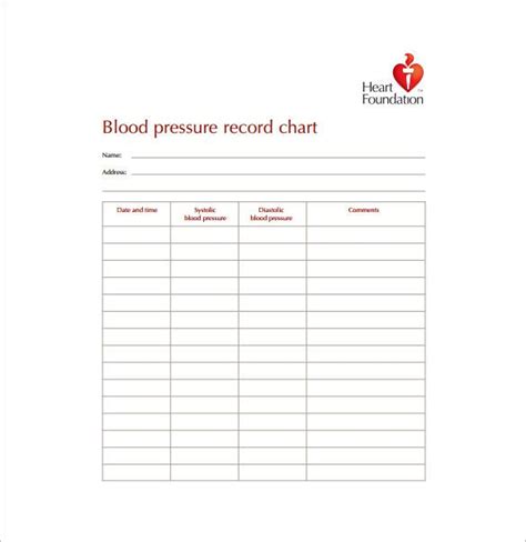 Blood Pressure Chart Template 6 Free Excel Pdf Documents Download