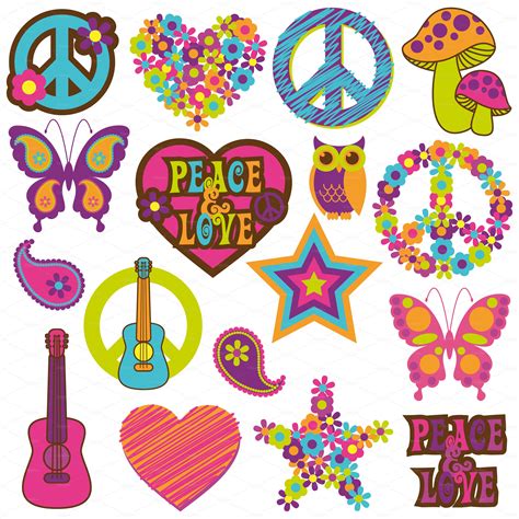 Retro 70s Vectors And Clipart Arte Clip De época Dibujo Hippie