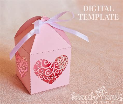 Svg Wedding Favor Box Template Laser Cutting Heart Candy T Etsy