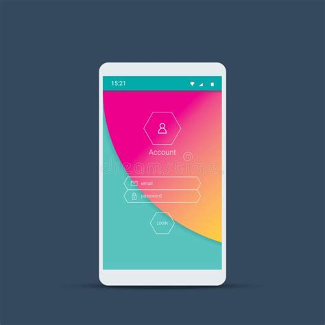 Mobile User Interface Screen With Material Design Background Login