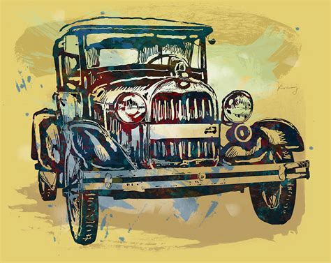 Classical Car Stylized Pop Art Poster Drawing By Kim Wang Fine Art