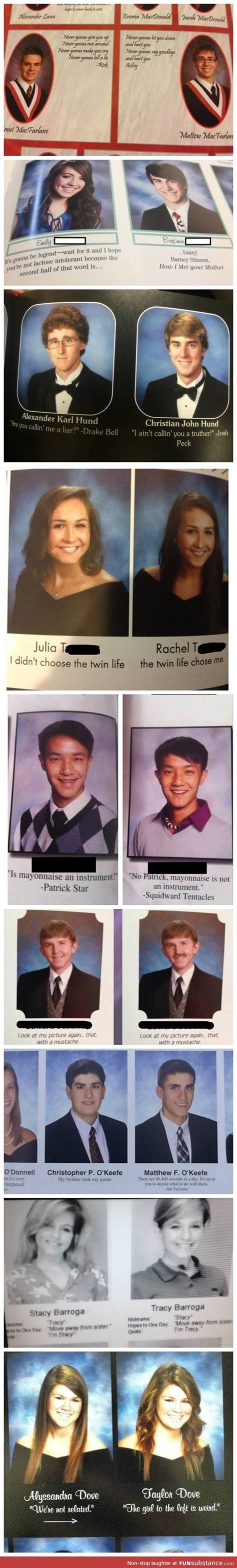Twin Yearbook Quotes Funsubstance Funny Yearbook Quotes Yearbook