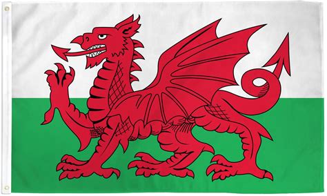 The flag of wales consists of a red dragon passant on a green and white field. Wales - $5.00 : 100D Flag Store, Premium Quality