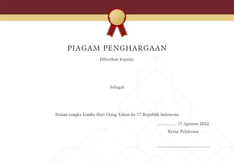 Hut Ke 77 Ri Contoh Piagam Penghargaan Lomba 17 Agustus Download