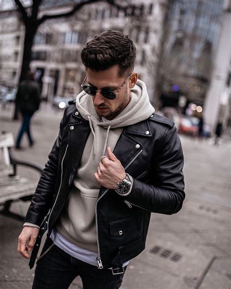 Mens Fashion Guide Leather Jacket Street Style Leather Jacket Outfit