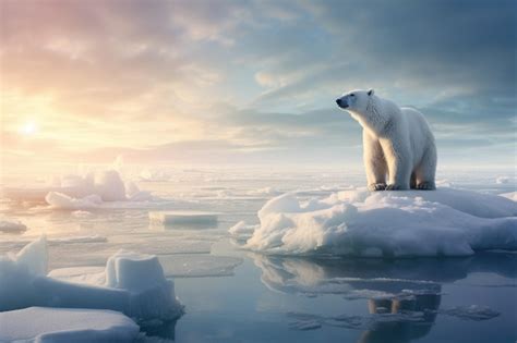Premium Ai Image Polar Bear On Melting Ice Floe In Arctic Sea Digital Ai