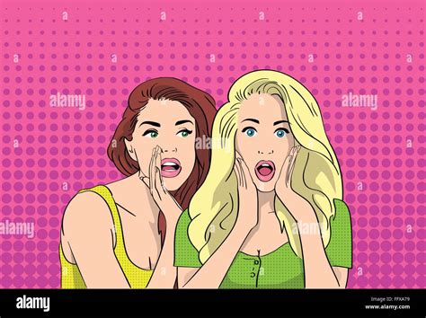 Whispering Gossip Woman Surprised Girl Talking Secret News Stock Vector Image And Art Alamy