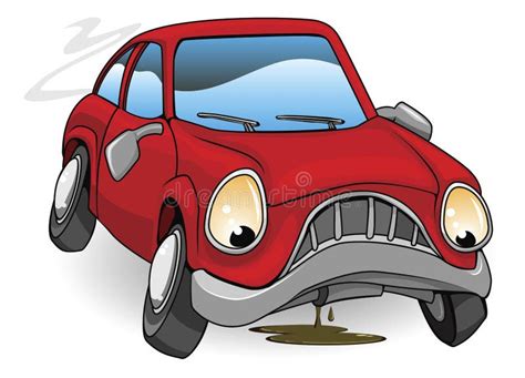 Sad Broken Down Cartoon Car Stock Vector Illustration Of Garage Clip