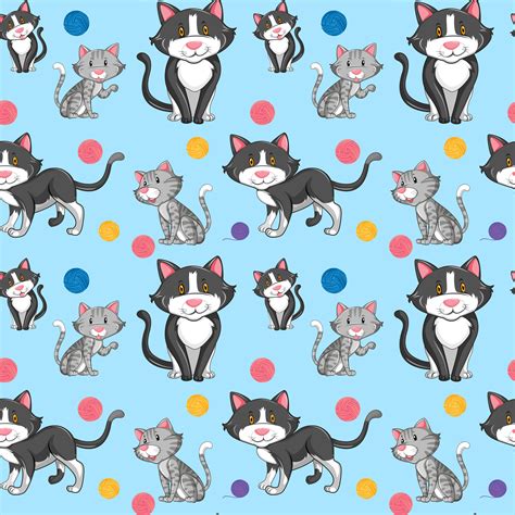 Different Cat On Seamless Pattern 301966 Vector Art At Vecteezy