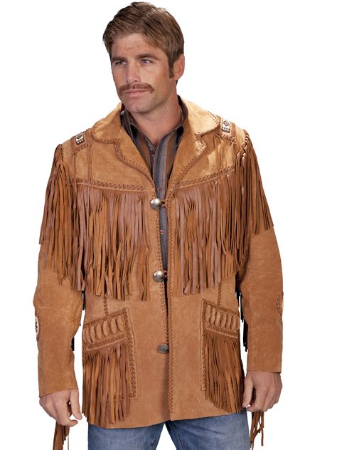 Scully Leather Mens Mountain Man Handlaced Bead Trim Coat Bourbon Ebay