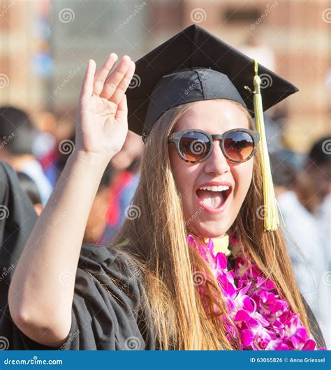 Excited Student Waving Stock Photo Image Of Pink Young 63065826