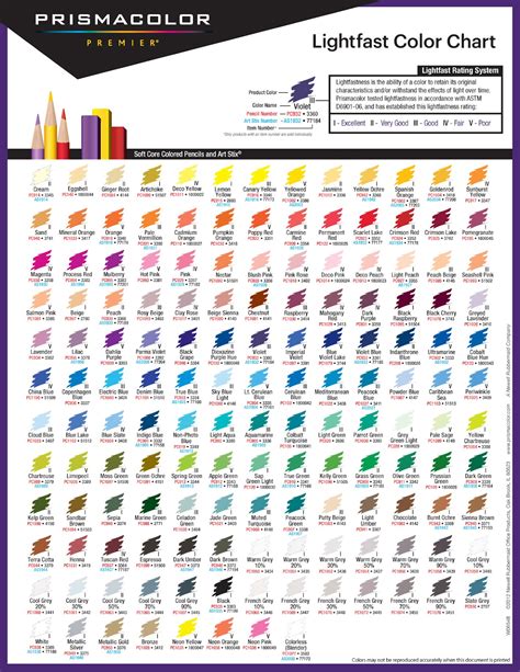 Printable Prismacolor 150 Color Chart Pdf