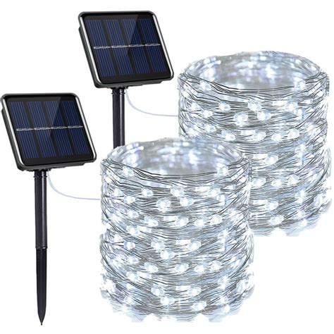 Yeoleh Solar String Lights33ft 100led Silver Wire Christmas Fairy