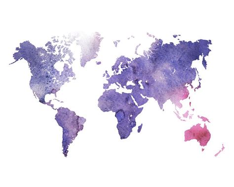 Purple Watercolor World Map Sticker By Anabellstar World Map