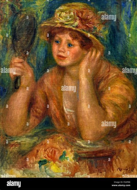 Young Woman In The Mirror By Pierre Auguste Renoir 1841 1919 French