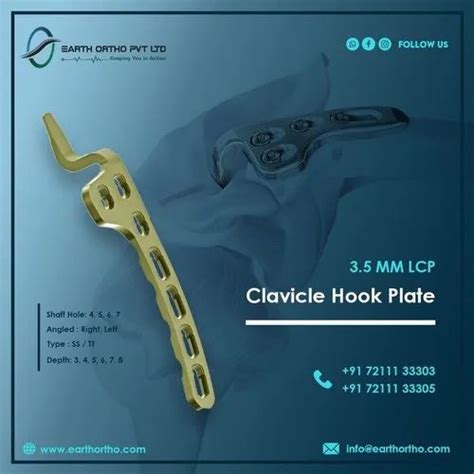 Ss316l Titanium 35mm Lcp Clavicle Hook Plate Size 4 Holes To 12