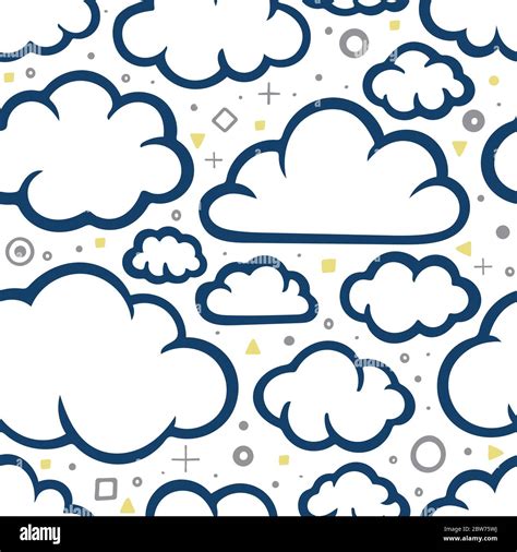 Clouds Seamless Pattern Hand Drawn Clouds Endless Background Clouds