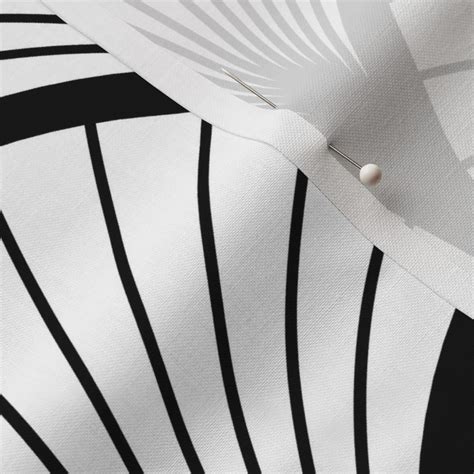 Minimalistic Art Deco Fan Pattern Black Fabric Spoonflower