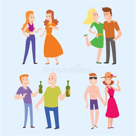 People Happy Couple Cartoon Relationship Characters Lifestyle Vector