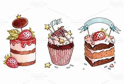Dessert Desserts Cakes Illustrations Clip Cake Watercolor