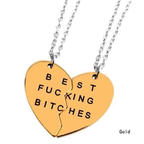 Best Bitches Friend Forever 2piece Break Heart Pendant Necklace Diamond