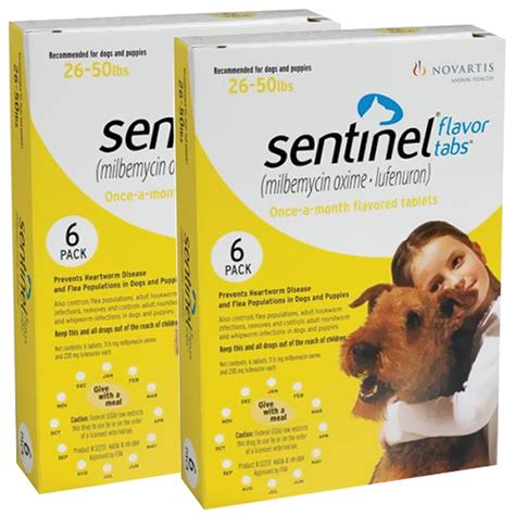 Sentinel Flavor Tabs For Dogs 26 50 Lbs 12 Mnth