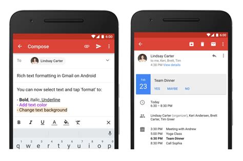 Gmail For Android Gets Rich Text Formatting And Instant Rsvp