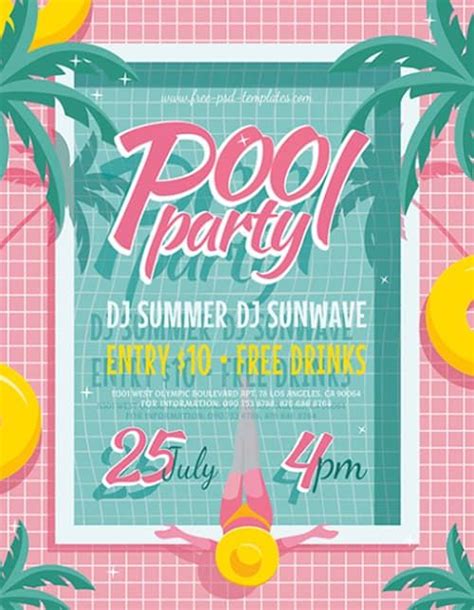Free Pool Party Flyer Template Pool Parties Flyer Free Psd Flyer Templates Party Flyer