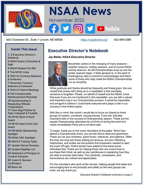 November Nsaa News Now Available Nebraska School Activities Association