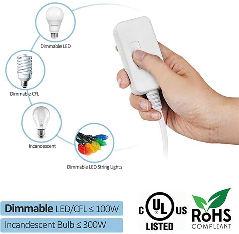 Dewenwils Plug Dimmer Switch With Warm White Dimmable Led Light Bulb 6