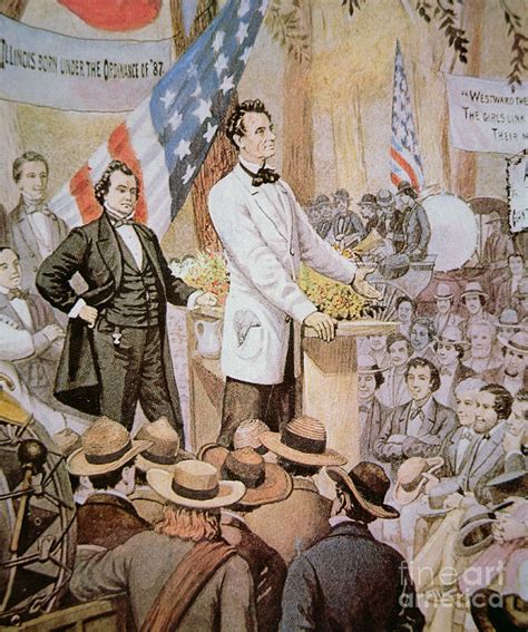 Abraham Lincoln In Public Debate With Stephen A Douglas In Illinois 1858 Painting By American