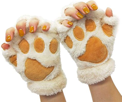 Buy Cat Paw Gloves Cute Kitten Furry Paws Costume Winter Fingerless