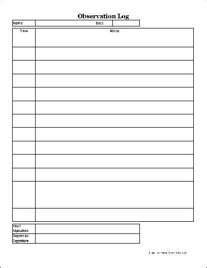 Free Easy Copy Simple Observation Log Tall From Formville