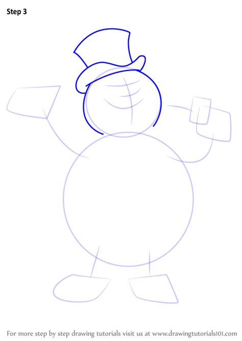 step by step how to draw frosty from frosty the snowman